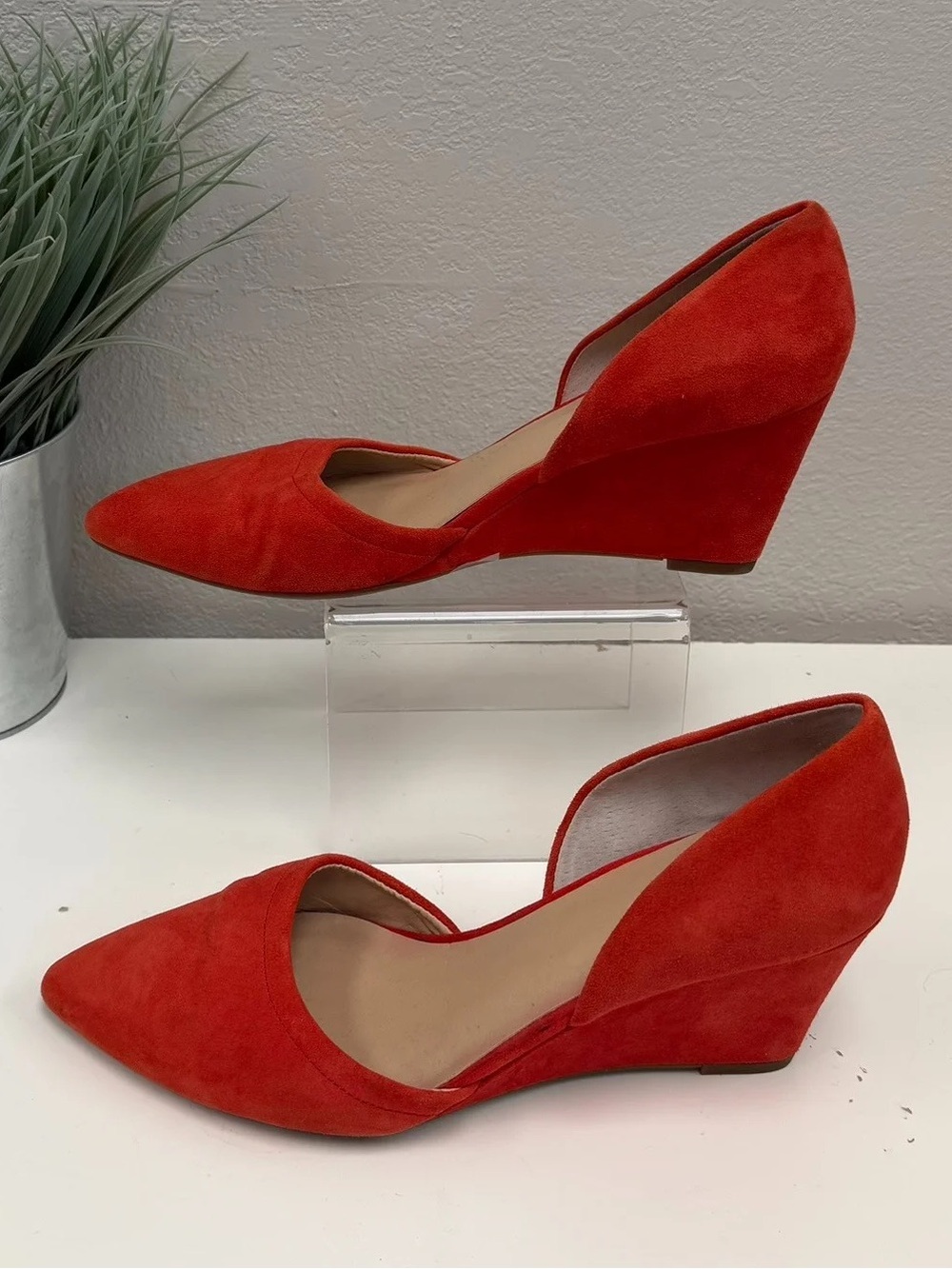 Franco Sarto Red Frankie Suede Wedge Pump Heels - Size 9